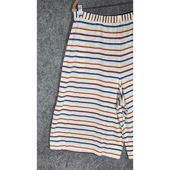 Its Pure Gould Rainbow Striped Wide Leg Pull On Capri Pants Womens Sz Large USA - Picture 7 of 12